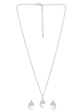 Cat Eye Style Charms Pendant Set - Silver