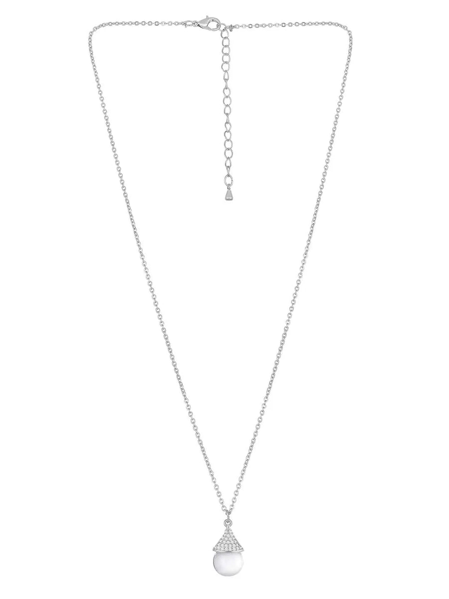 Cat Eye Style Charms Pendant Set - Silver