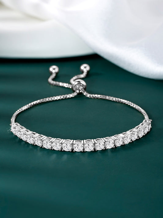 Glamorous Radiant Charm CZ Bracelet in Silver featuring Cubic Zirconia bracelets 
