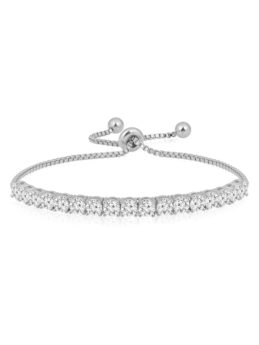 Glamorous Radiant Charm CZ Bracelet in Silver featuring Cubic Zirconia bracelets 
