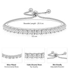 Glamorous Radiant Charm CZ Bracelet in Silver featuring Cubic Zirconia bracelets 
