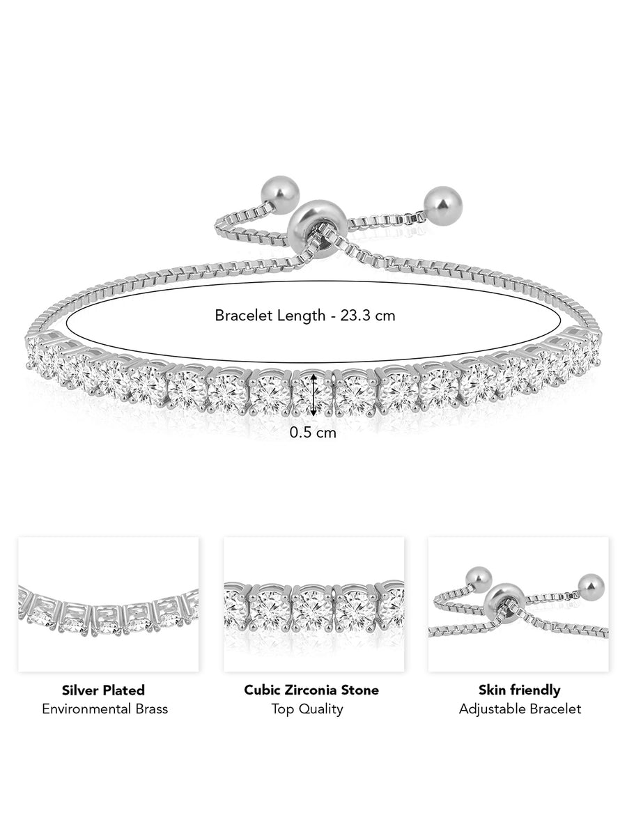 Glamorous Radiant Charm CZ Bracelet in Silver featuring Cubic Zirconia bracelets 
