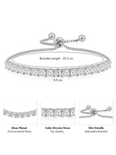 Glamorous Radiant Charm CZ Bracelet in Silver featuring Cubic Zirconia bracelets 
