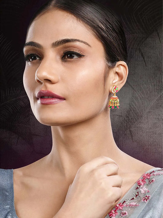 CZ Jhumki Earrings by Peora | Sparkling Stone Jewellery for Every Occasion

