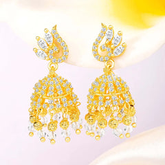 Charmed by Color CZ Jhumki Earrings - White