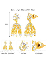 CZ Jhumki Earrings by Peora | Sparkling Stone Jewellery for Every Occasion


