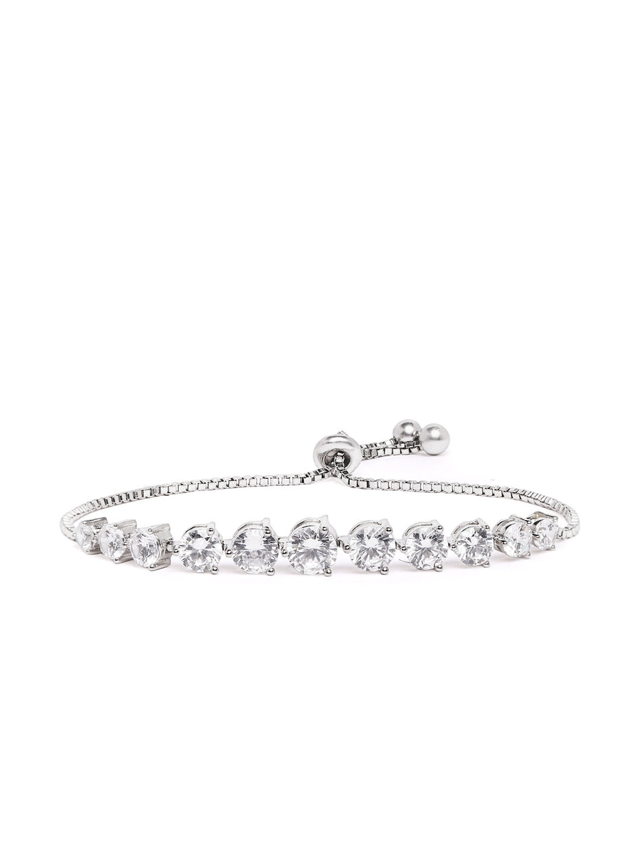 Classic Adjustable CZ Tennis Bracelet in Silver featuring Crystals bracelets 
