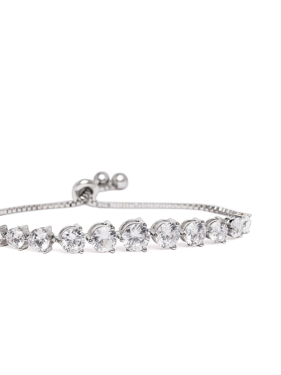 Classic Adjustable CZ Tennis Bracelet in Silver featuring Crystals bracelets 
