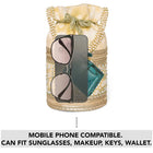 Cream potli bag named Exquisite Charming Embroidery Potli, featuring faux pearl detailing and soft fabric texture | Peora
