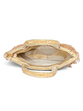 Cream clutch bag named Fringed Crystal Beaded Hand Purse, featuring artificial beads detailing and soft fabric texture | Peora
