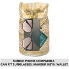 Cream potli bag named Sequin & Pearl Embellished Potli Bag, featuring faux pearl detailing and soft fabric texture | Peora
