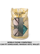 Cream potli bag named Sequin & Pearl Embellished Potli Bag, featuring faux pearl detailing and soft fabric texture | Peora
