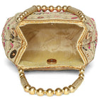 Cream potli bag named Thread Embroidery Potli with Sequin Motif, featuring artificial beads detailing and soft fabric texture | Peora
