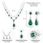 Green Stones necklace earrings set crafted from alloy, adorned with crystals & cubic zirconia for an elegant, timeless look | Peora
