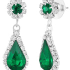 Green Stones necklace earrings set crafted from alloy, adorned with crystals & cubic zirconia for an elegant, timeless look | Peora
