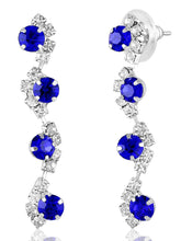 Blue necklace earrings set crafted from alloy, adorned with crystals & cubic zirconia for an elegant, timeless look | Peora
