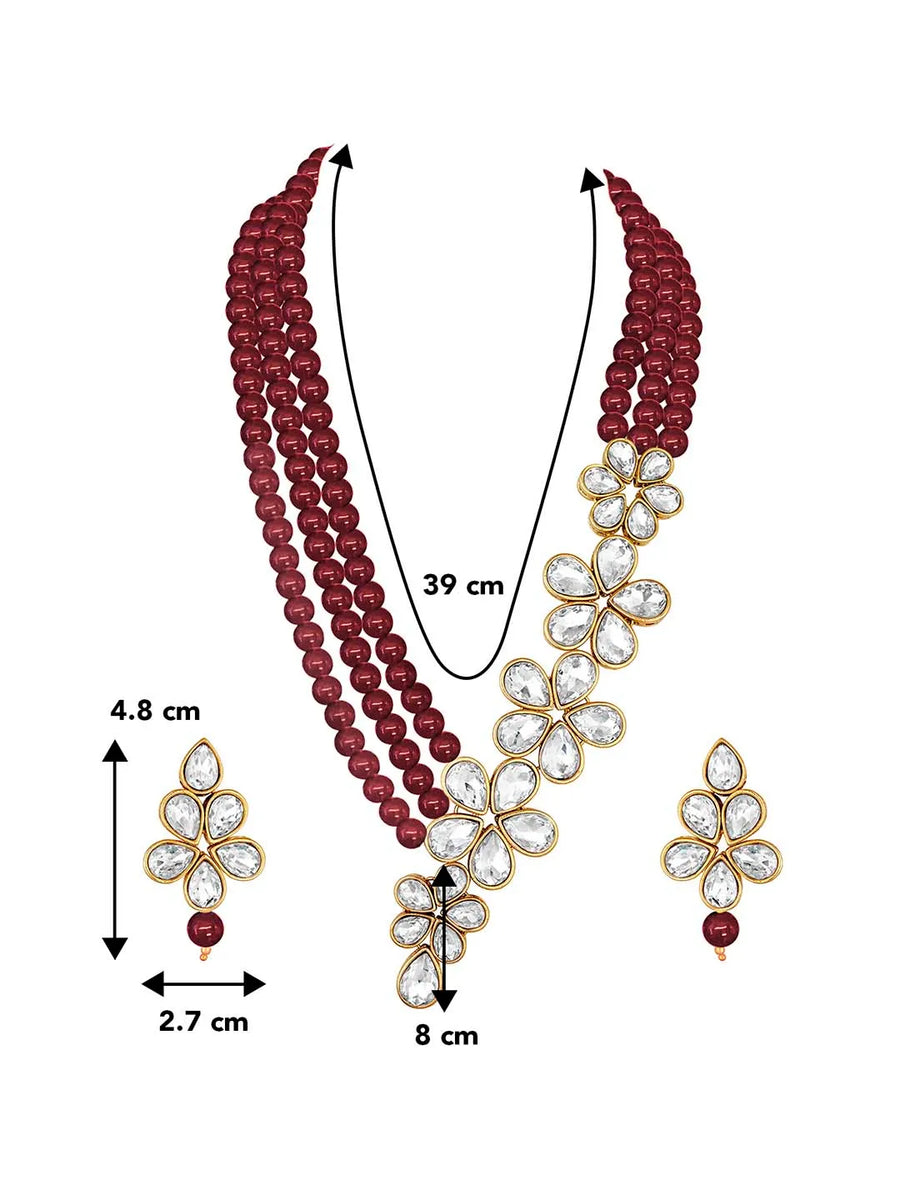 Crystal Pearl Necklace by Peora | Elegant Pearl Fashion Jewellery

