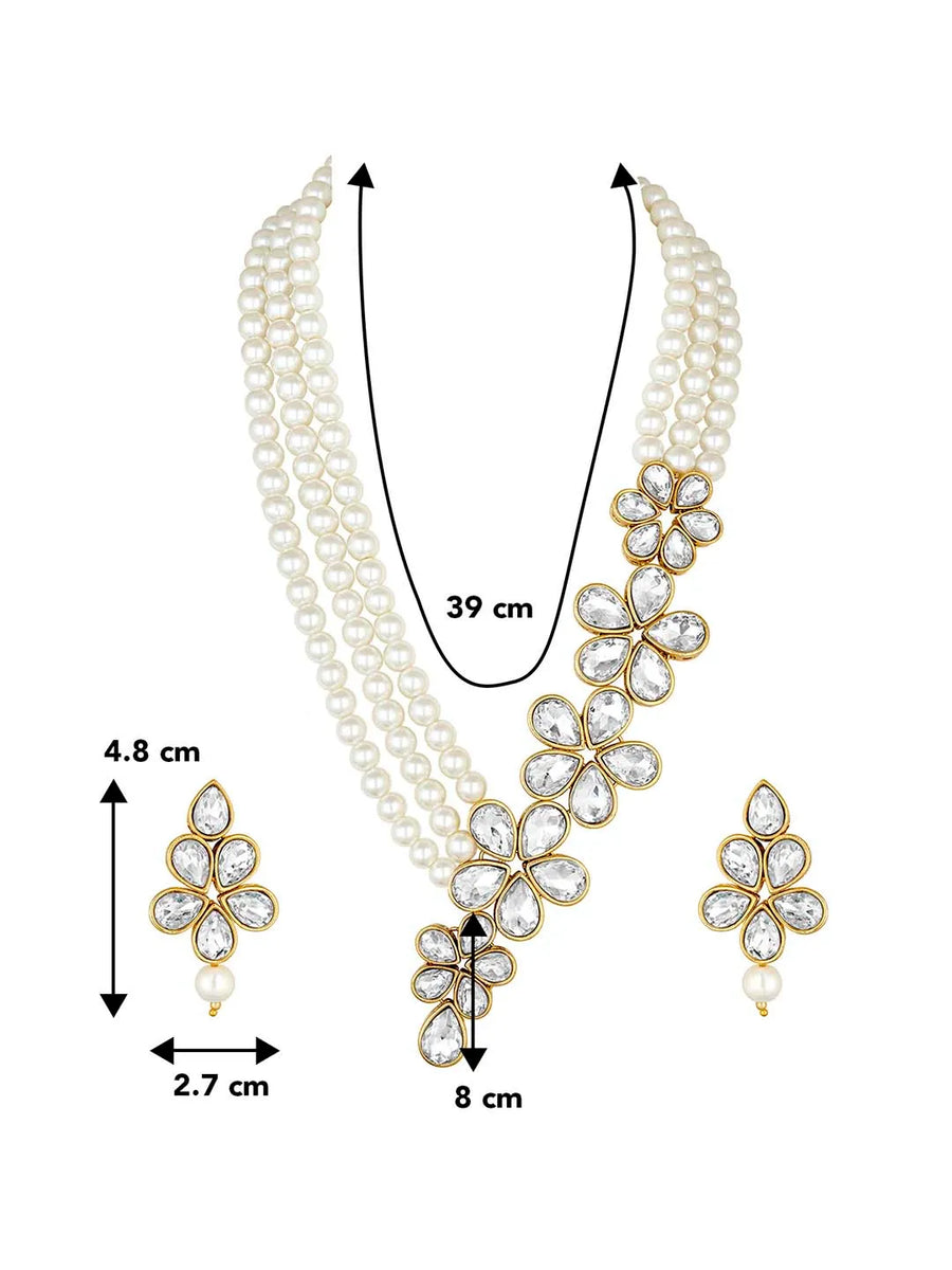 Crystal Pearl Necklace by Peora | Elegant Pearl Fashion Jewellery

