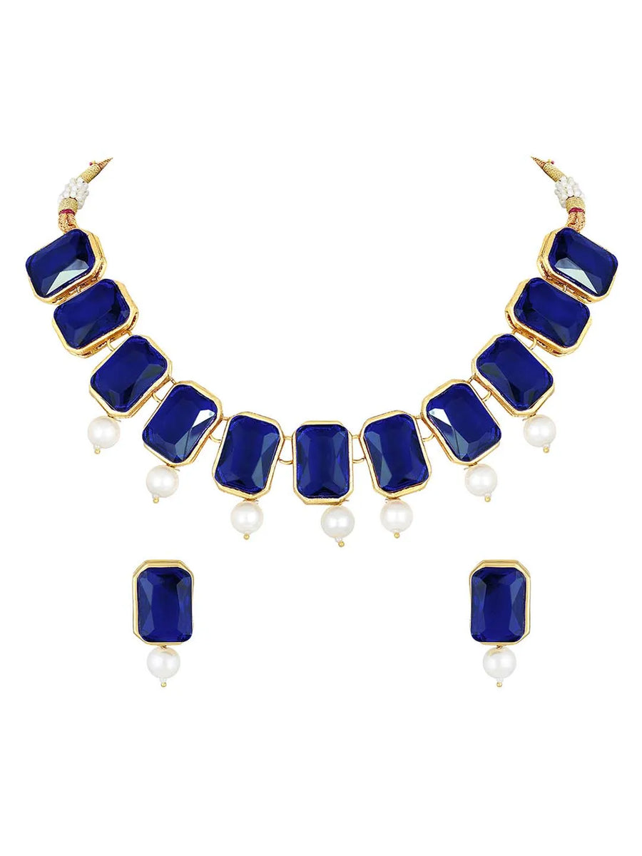 Horizon Beauty Crystal Pearl Necklace - Blue