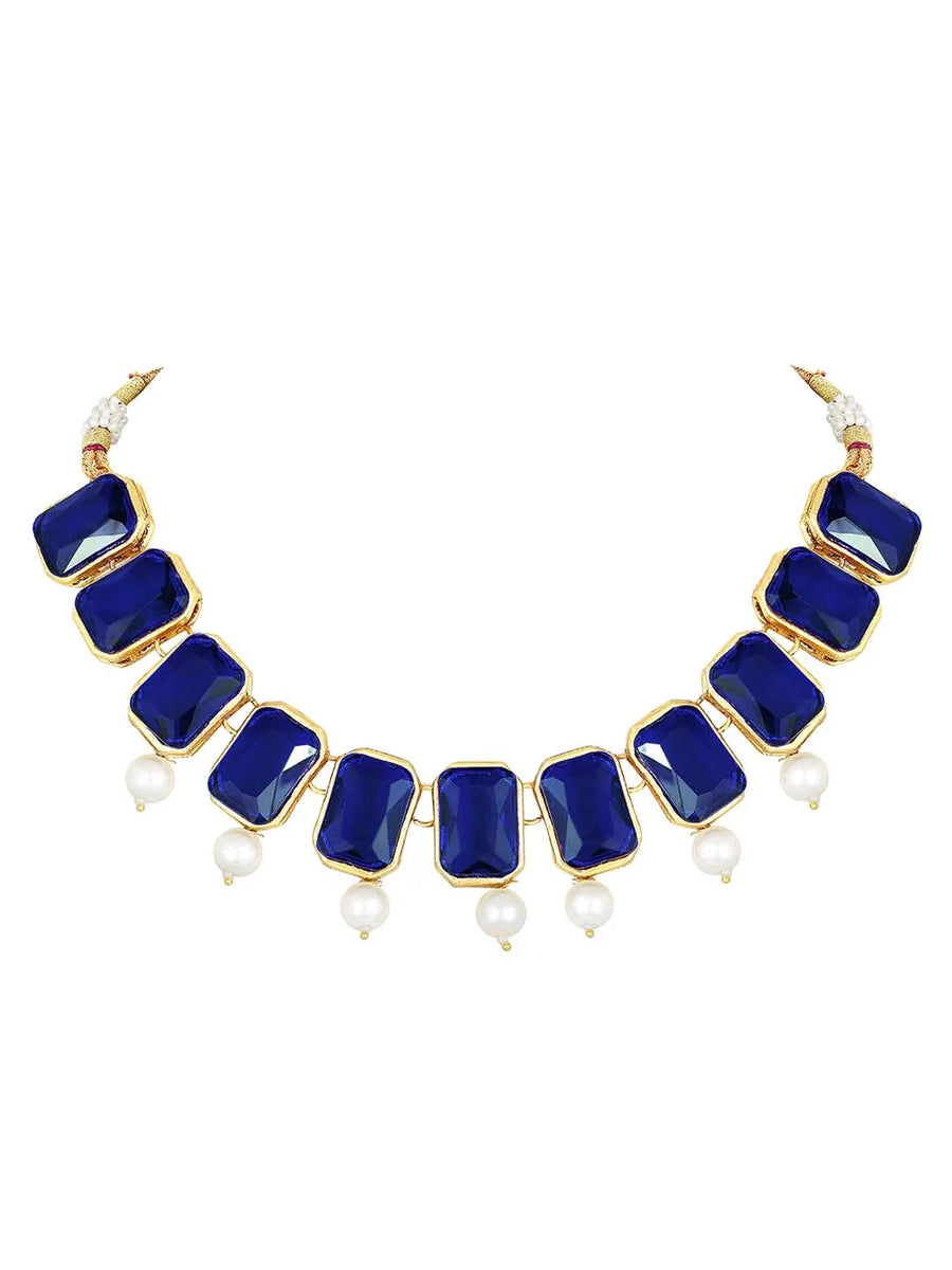 Horizon Beauty Crystal Pearl Necklace - Blue
