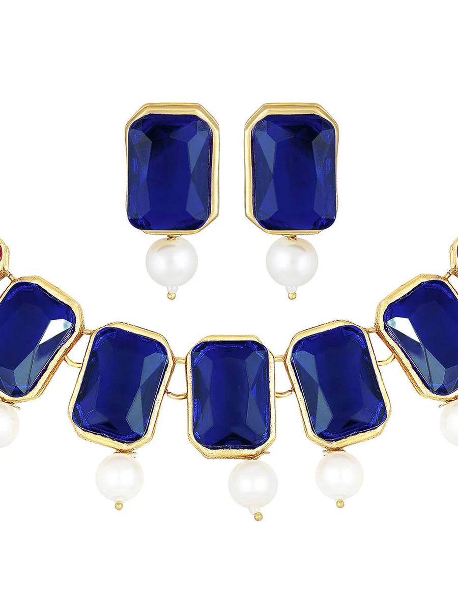 Horizon Beauty Crystal Pearl Necklace - Blue