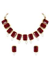Horizon Beauty Crystal Pearl Necklace - Maroon