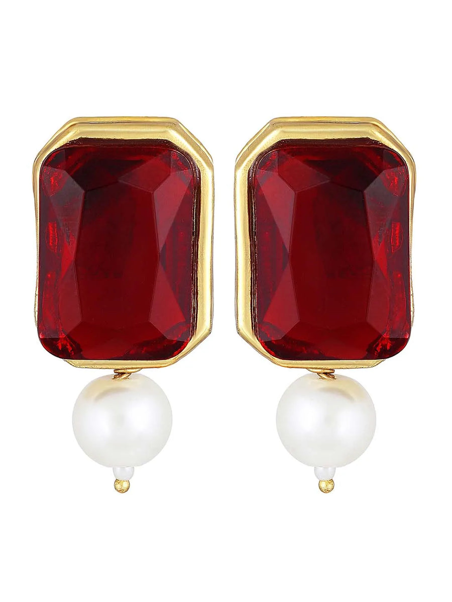 Horizon Beauty Crystal Pearl Necklace - Maroon