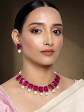 Horizon Beauty Crystal Pearl Necklace - Rani Pink