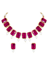 Horizon Beauty Crystal Pearl Necklace - Rani Pink