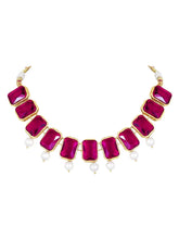 Horizon Beauty Crystal Pearl Necklace - Rani Pink