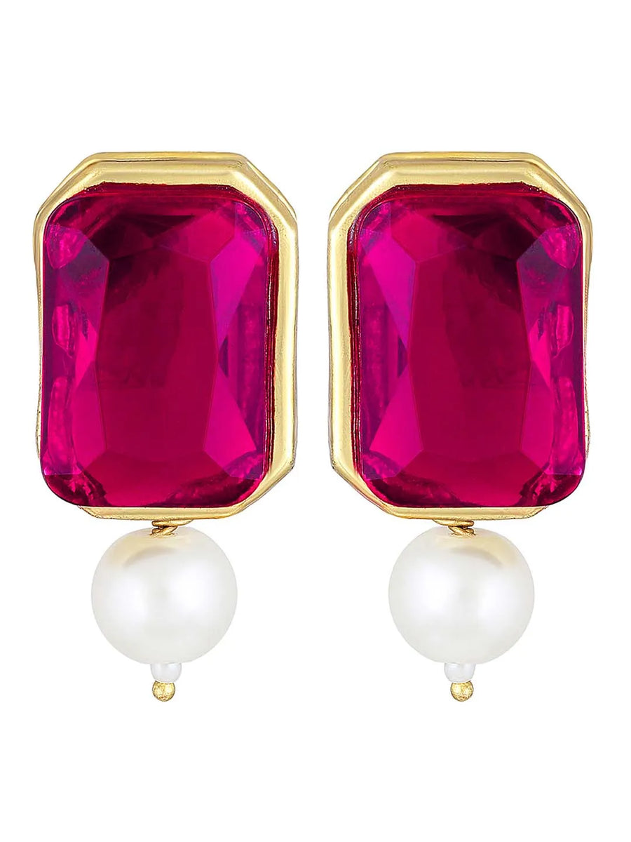 Horizon Beauty Crystal Pearl Necklace - Rani Pink