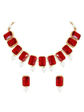 Horizon Beauty Crystal Pearl Necklace - Red