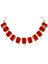 Horizon Beauty Crystal Pearl Necklace - Red
