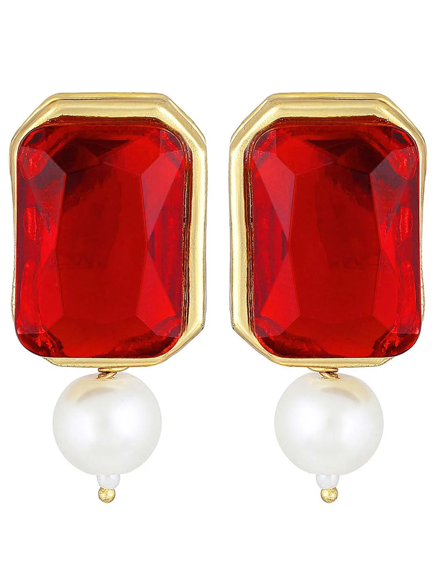 Horizon Beauty Crystal Pearl Necklace - Red