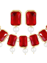 Horizon Beauty Crystal Pearl Necklace - Red