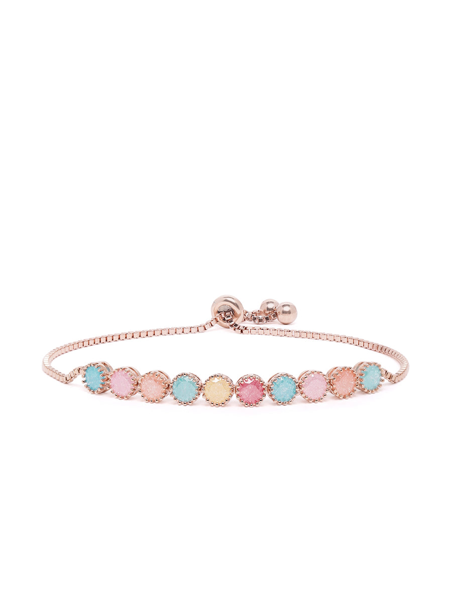 Fashionable Stone Bracelet for Daily Wear in Rose Gold - Multi featuring Crystal   bracelets 
