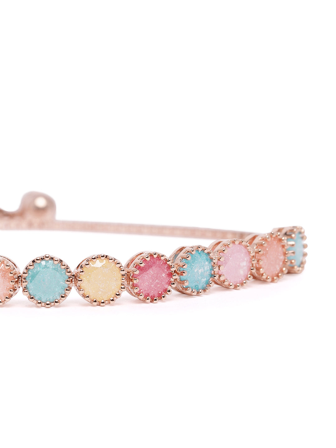 Fashionable Stone Bracelet for Daily Wear in Rose Gold - Multi featuring Crystal   bracelets 
