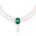 White-Green necklace earrings set crafted from alloy, adorned with pearls cubic zirconia & crystal for an elegant, timeless look | Peora

