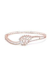 Chic CZ Studded Floral Kada Bracelet in Rose Gold featuring Crystals & Cubic Zirconia kada bracelet  
