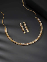 Chic Shine CZ Studded Necklace Set. A gold-plated necklace set with earrings & cubic zirconia stones. 