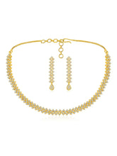 Chic Shine CZ Studded Necklace Set. A gold-plated necklace set with earrings & cubic zirconia stones. 