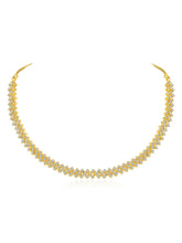 Chic Shine CZ Studded Necklace Set. A gold-plated necklace set with earrings & cubic zirconia stones. 