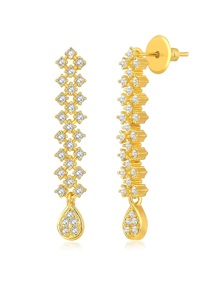 Chic Shine CZ Studded Necklace Set. A gold-plated necklace set with earrings & cubic zirconia stones. 