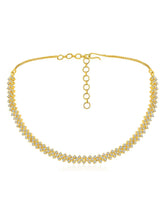 Chic Shine CZ Studded Necklace Set. A gold-plated necklace set with earrings & cubic zirconia stones. 
