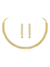 Chic Shine CZ Studded Necklace Set. A gold-plated necklace set with earrings & cubic zirconia stones. 