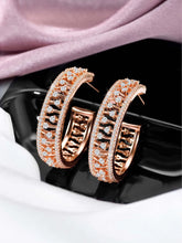 Elegance CZ Half Hoops Earrings. Rose gold-plated half hoop earrings with cubic zirconia.