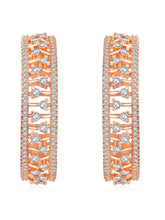 Elegance CZ Half Hoops Earrings. Rose gold-plated half hoop earrings with cubic zirconia.