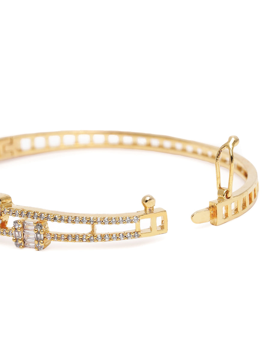 Glam CZ Baguette Studded Kada  in Gold featuring Baguette Stone & Cubic Zirconia kada bracelet  
