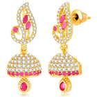 Blush CZ Jhumki Earrings | Peora Ethnic CZ Jewellery

