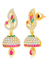Blush CZ Jhumki Earrings | Peora Ethnic CZ Jewellery

